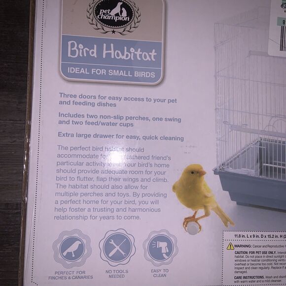 PET CHAMPION 15" SMALL BIRD WIRE HABITAT WITH FLAT ROOF, WHITE *DM - Picture 8 of 9